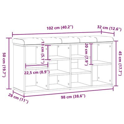 kenkäpenkki Artisan Oak 102x32x50 cm Engineered Wood