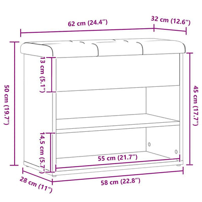 kenkäpenkki Artisan Oak 62x32x50 cm Engineered Wood