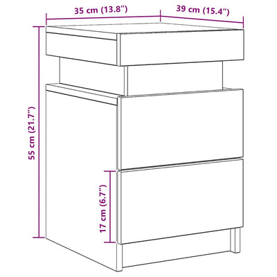 Artesaani tammi yöpöytä led-valoilla Leucia 35x39x55cm (puinen)