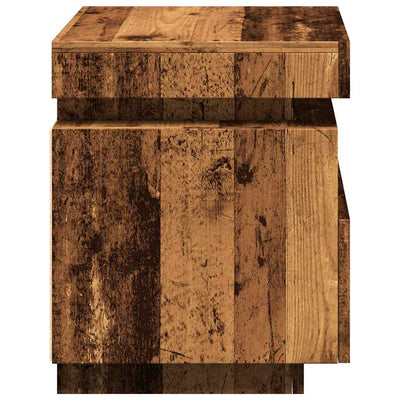 Yöpöytä LED-valoilla vanhaa puuta 40x39x48,5 cm
