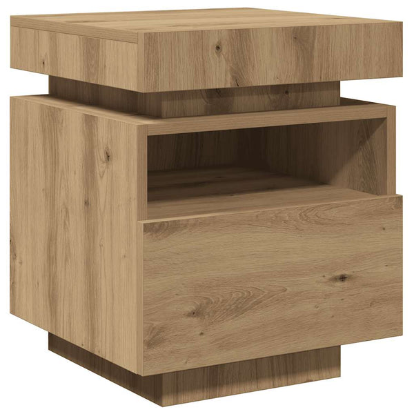 yöpöytäkaappi LED-valoilla Artisan Oak 40x39x48,5 cm