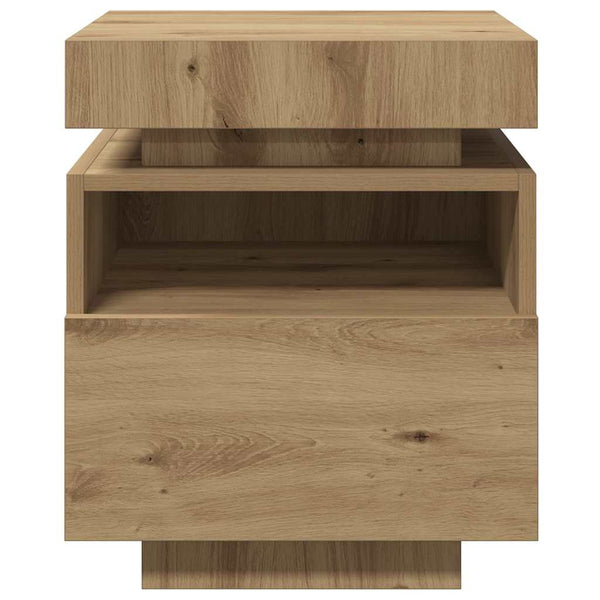 yöpöytäkaappi LED-valoilla Artisan Oak 40x39x48,5 cm