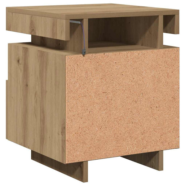 yöpöytäkaappi LED-valoilla Artisan Oak 40x39x48,5 cm