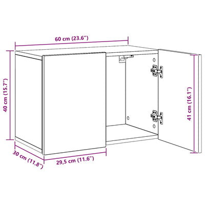 Artesaani tammi tv-kaappi seinäkiinnitettävä Kincsnicom 60x30x41cm