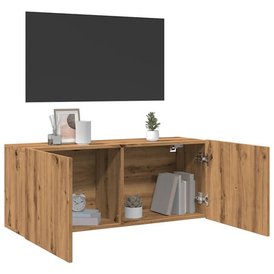 TV-kaappi seinäkiinnitettävä käsityöläinen tammi 100x30x41 cm