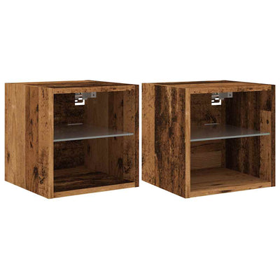 TV-seinäkaapit LED-valoilla 2 kpl vanha puu 30x28,5x30 cm