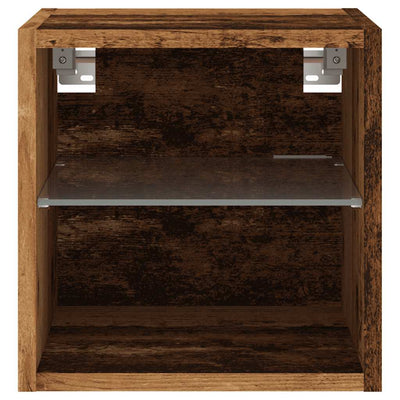 TV-seinäkaapit LED-valoilla 2 kpl vanha puu 30x28,5x30 cm