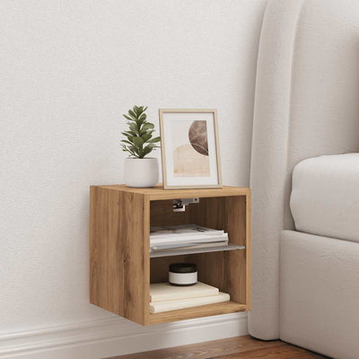 TV-seinäkaappi LED-valoilla Artisan Oak 30x28,5x30 cm