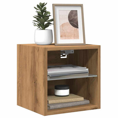 TV-seinäkaappi LED-valoilla Artisan Oak 30x28,5x30 cm
