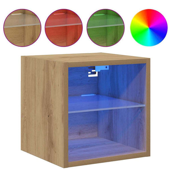 TV-seinäkaapit LED-valoilla 2 kpl Artisan Oak 30x28,5x30 cm