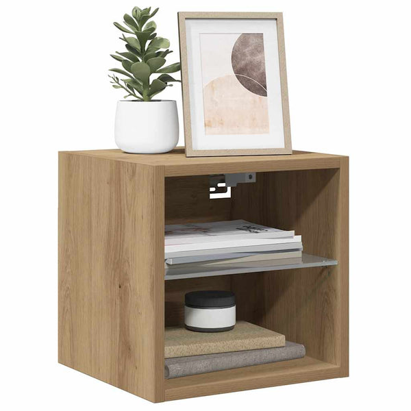 TV-seinäkaapit LED-valoilla 2 kpl Artisan Oak 30x28,5x30 cm