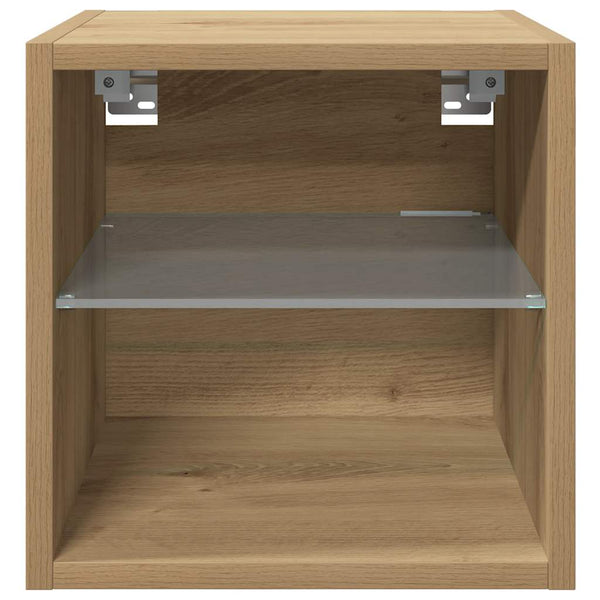 TV-seinäkaapit LED-valoilla 2 kpl Artisan Oak 30x28,5x30 cm
