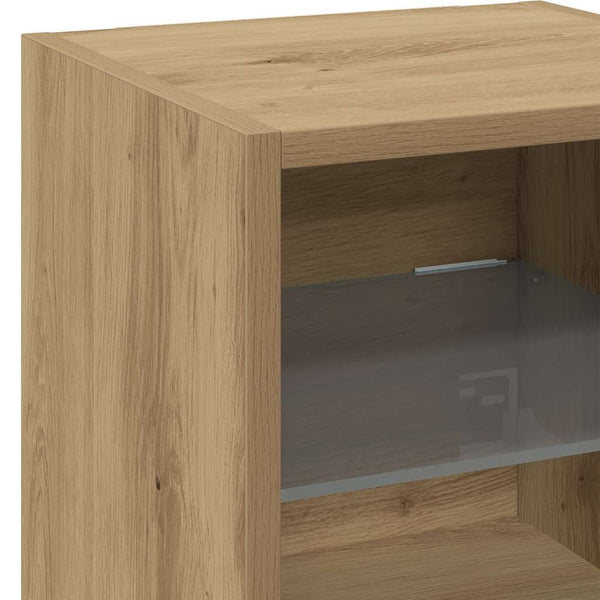 TV-seinäkaapit LED-valoilla 2 kpl Artisan Oak 30x28,5x30 cm