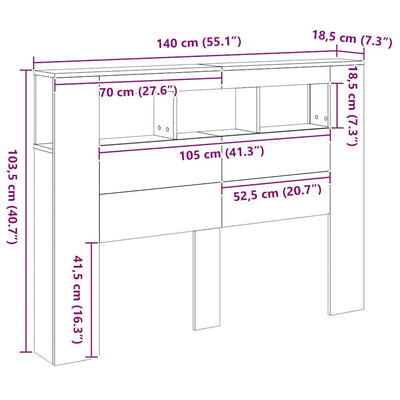 Artesaani tammi sängynpääty led-valot Dionisios 140x18,5x103,5cm (puu)