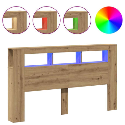 Artesaani tammi sängynpääty led-valoilla Dionisios 180x18,5x103,5cm (puu)