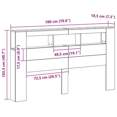 Artesaani tammi sängynpääty led-valoilla Dionisios 180x18,5x103,5cm (puu)