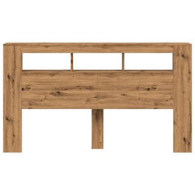 Sängynpääty LED-valoilla artesaani tammi 180x18,5x103,5 cm puu