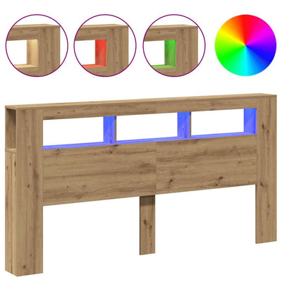 Artesaani tammi sängynpääty led-valoilla Dionisios 200x18,5x103,5cm (puu)