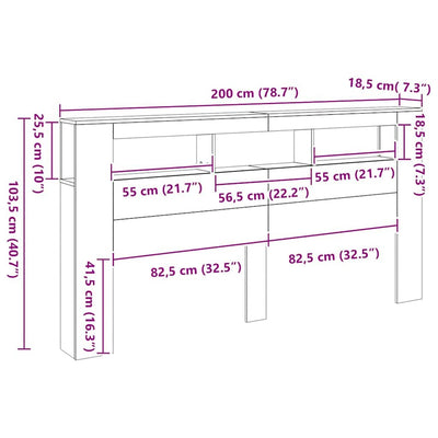 Artesaani tammi sängynpääty led-valoilla Dionisios 200x18,5x103,5cm (puu)