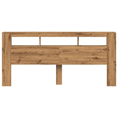 Sängynpääty LED-valoilla artesaani tammi 220x18,5x103,5 cm puu