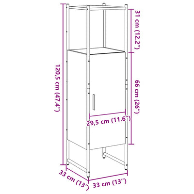 Vanha puu kylpyhuoneen kaappi Praschiva 33x33x120,5cm (puinen)