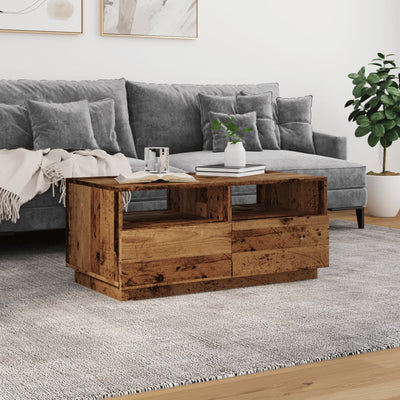 Sohvapöytä LED-valoilla vanha puu 90x49x40 cm