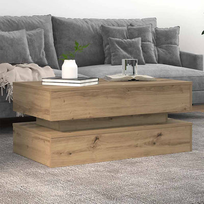 Artesaani tammi sohvapöytä led-valoilla Celestina 90x50x40cm