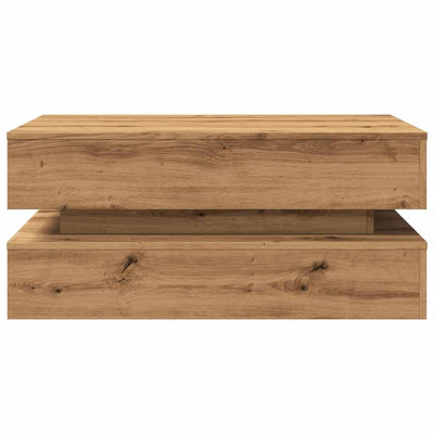 Sohvapöytä LED-valoilla artesaani tammi 90x50x40 cm