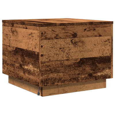 Vanha puu sohvapöytä led-valoilla Hantz 50x50x40cm