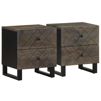 Yöpöydät 2 kpl musta 40x33x46 cm täysi mangopuu