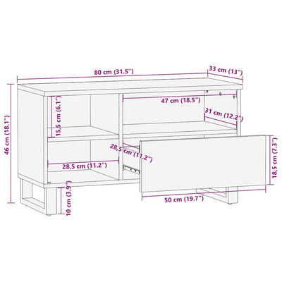 TV-taso musta 80x33x46 cm täysi mangopuu