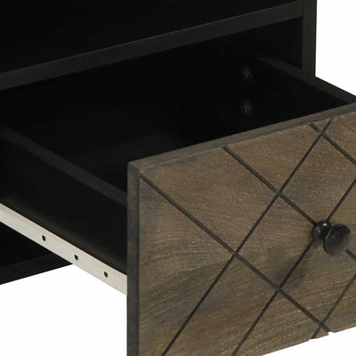 TV-taso musta 100x33x46 cm täysi mangopuu