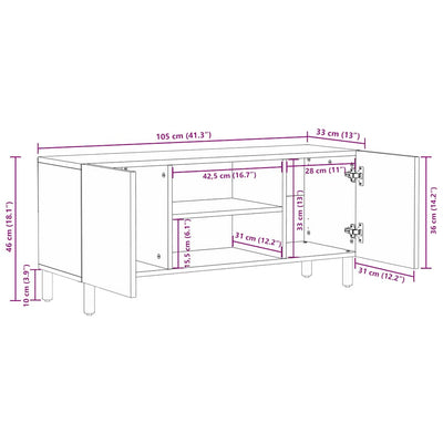 TV Kaappi Ruskea 105x33x46 cm Massiivipuu Mango
