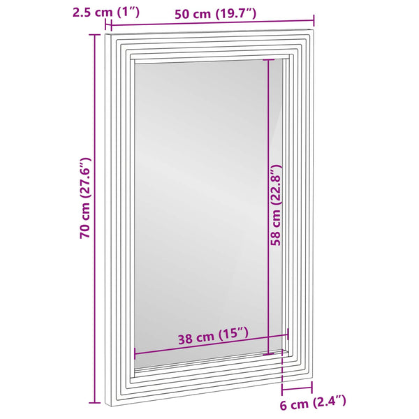 Kylpyhuoneen peili Seinäkiinnitettävä Ruskea 70 x 50 x 2.5 cm