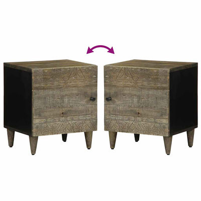 Vaaleanharmaa yöpöytäkaapit Zavica 40x33x46cm (2 kpl massiivipuu mango)