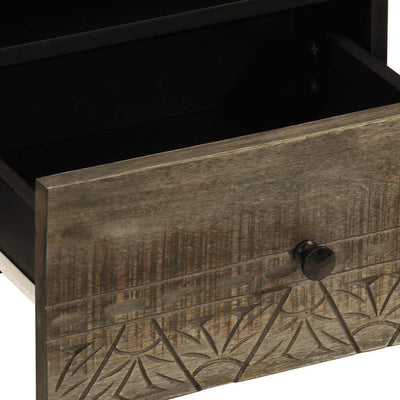 Vaaleanharmaa yöpöytäkaapit Pinilopi 40x33x46cm (2 kpl massiivipuu mango)