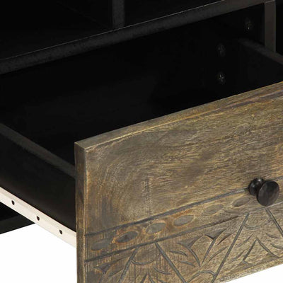 TV-taso musta 100x33x46 cm täysi mangopuu