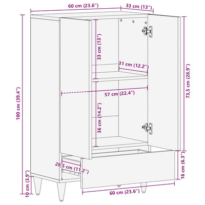 Highboard 60x33x110 cm Massiivipuu Mango