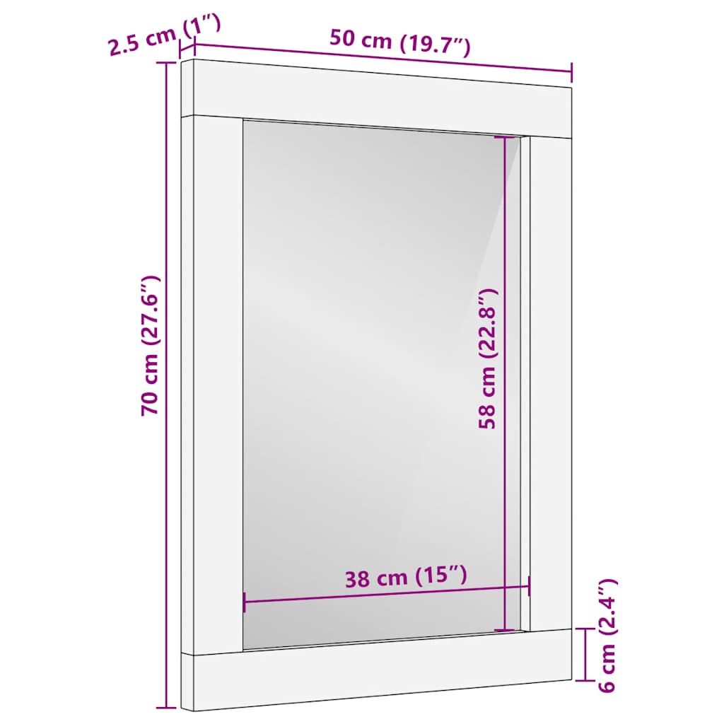 Kylpyhuonepeili Zenovia 50x2,5x70cm (massiivipuu mango)