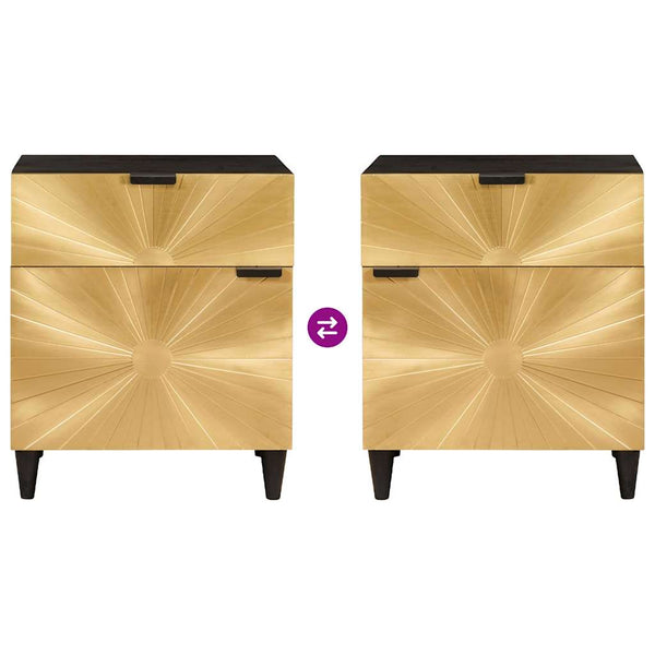 Yöpöytä Musta ja kulta 50 x 33 x 60 cm täysi mangopuu