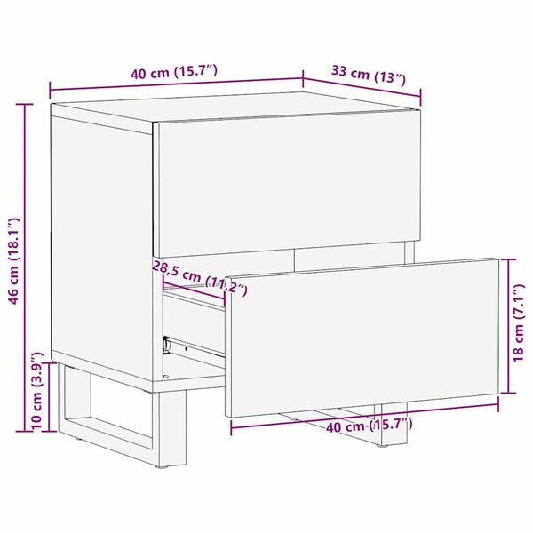 Yöpöytäkaappi Ruskea 40 x 33 x 46 cm täysi mangopuu