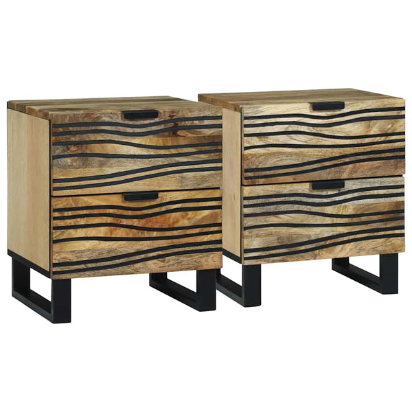 Yöpöytäkaappi 2 pcs Ruskea 40 x 33 x 46 cm täysi mangopuu