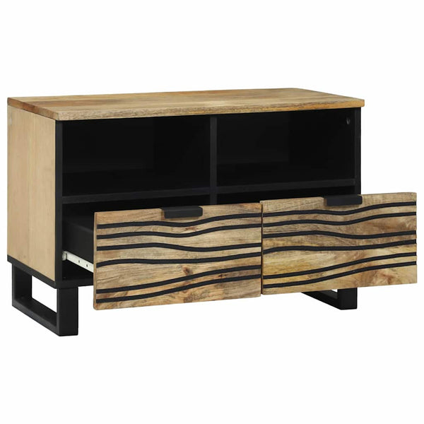 TV-kaappi laatikolla, ruskea, 70 x 33 x 46 cm, valmistettu täysistä mangopuun materiaaleista