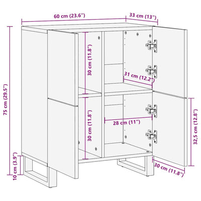 Sivupöytä Ruskea 60 x 33 x 75 cm täysi mangopuu
