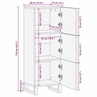 Highboard Ruskea 40 x 33 x 110 cm täysi mangopuu