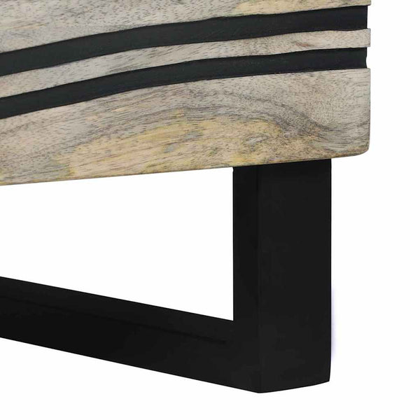 Yöpöytäkaappi Valkoinen ja musta 40 x 33 x 46 cm täysi mangopuu