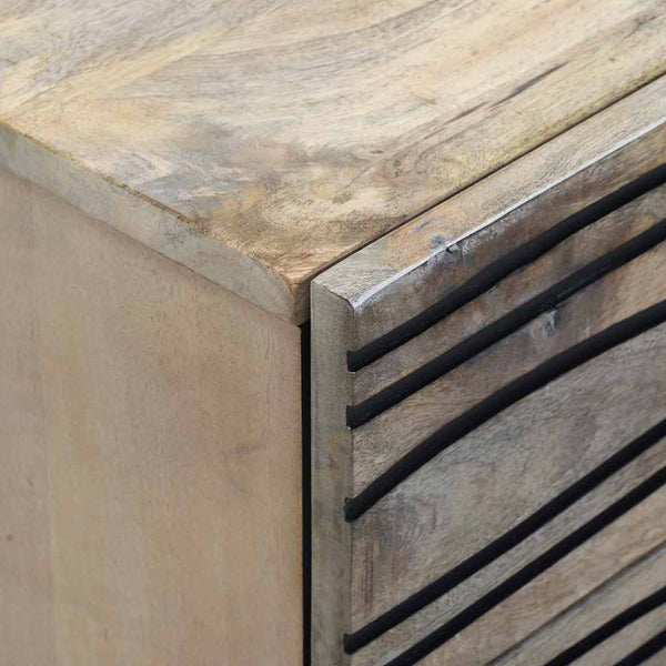 Yöpöytäkaappi Valkoinen ja musta 50 x 33 x 60 cm täysi mangopuu