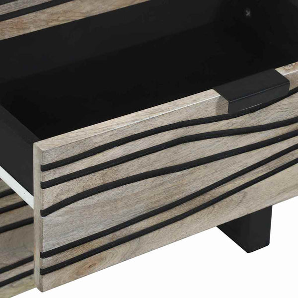 Yöpöytäkaappi Valkoinen ja musta 50 x 33 x 60 cm täysi mangopuu