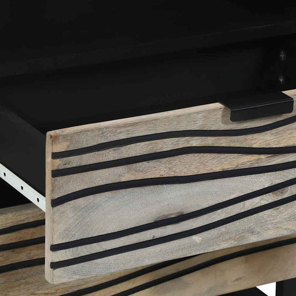 Yöpöytäkaappi Valkoinen ja musta 50 x 33 x 60 cm täysi mangopuu