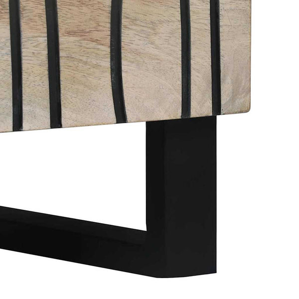 Yöpöytäkaappi Valkoinen ja musta 50 x 33 x 60 cm täysi mangopuu